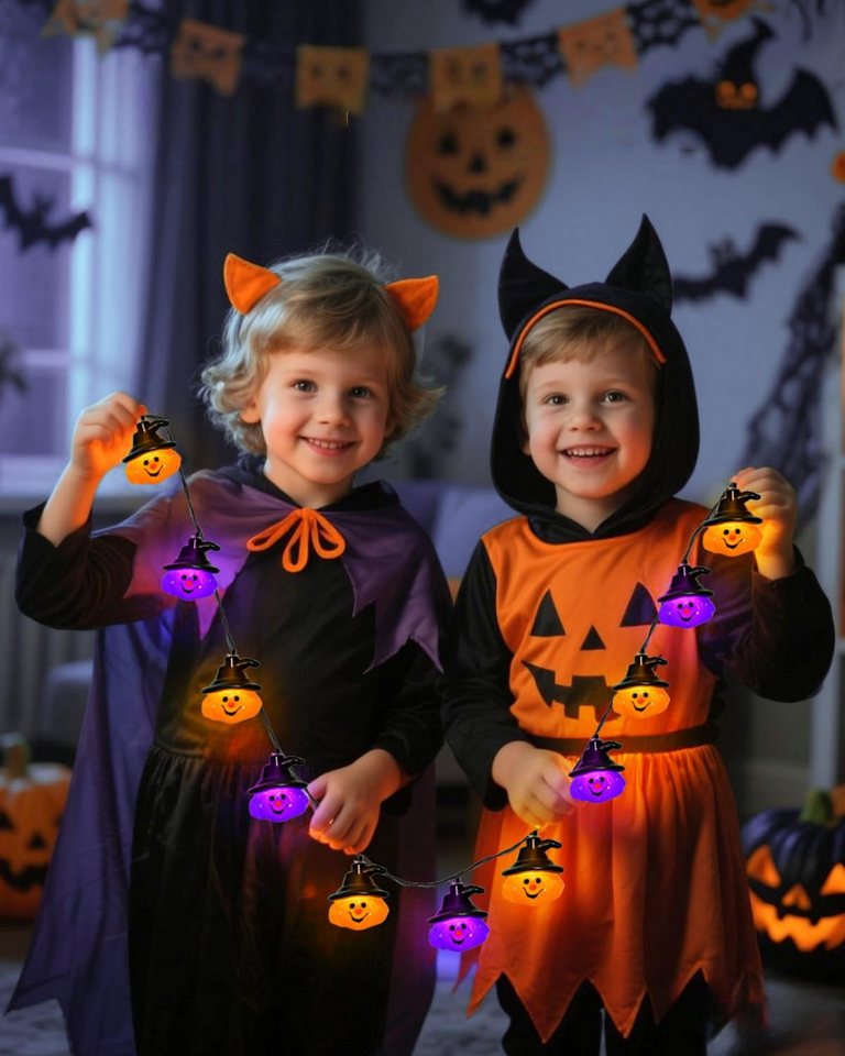 nsihing LED-Lichterkette Halloween Lichterkette 3M 20LED Kürbis Lichterkette Batterie, Halloween Deko Outdoor für Garten, Party