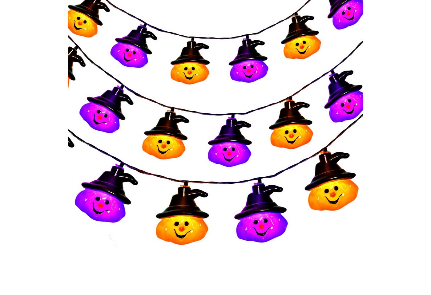 nsihing LED-Lichterkette Halloween Lichterkette 3M 20LED Kürbis Lichterkette Batterie, Halloween Deko Outdoor für Garten, Party Bild 2