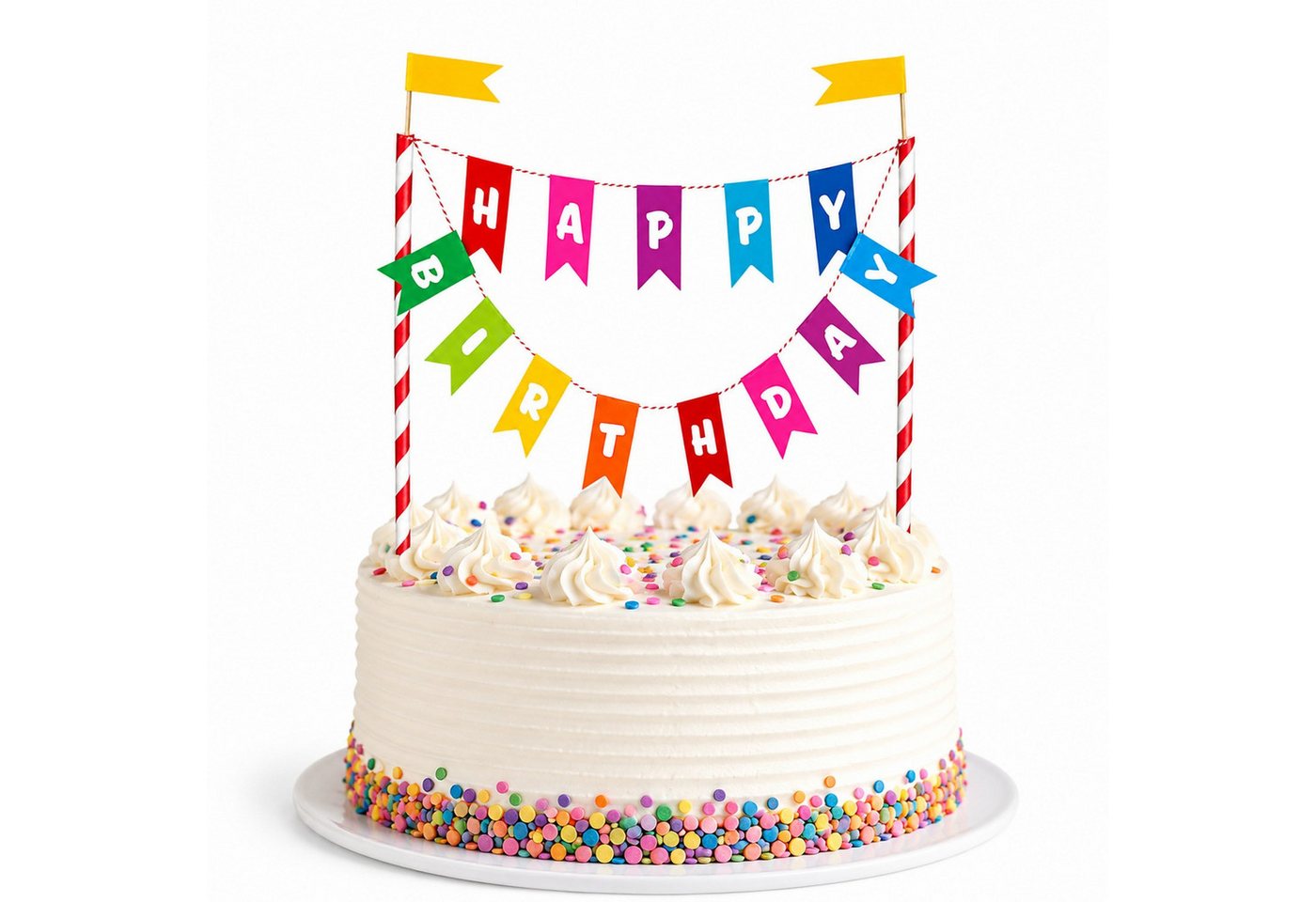 Unique Industries Inc. Papierdekoration Kuchen Deko 'Happy Birthday' Wimpelkette, Mehrfar Bild 3