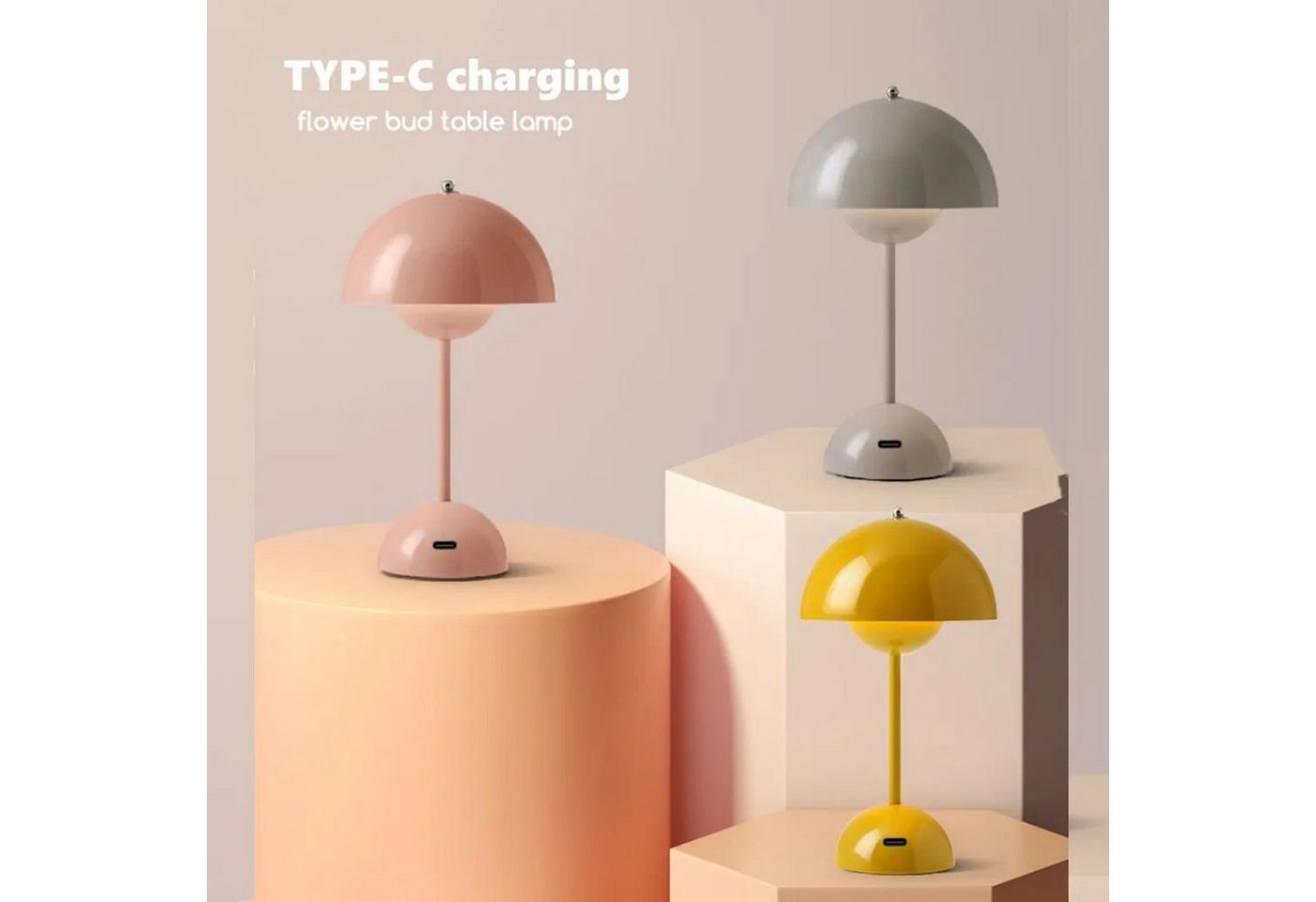 FELIXLEO Außen-Tischleuchte Kabellose Nachttischlampe, LED, Touch-Dimmer, 3 Lichtfarben Bild 5