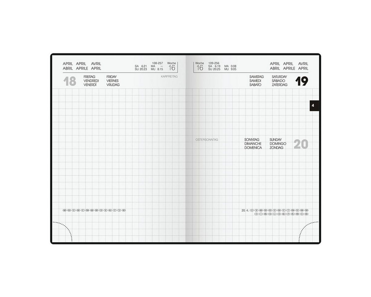 BRUNNEN Taschenkalender, für 2027, 1 Seite = 1 Tag