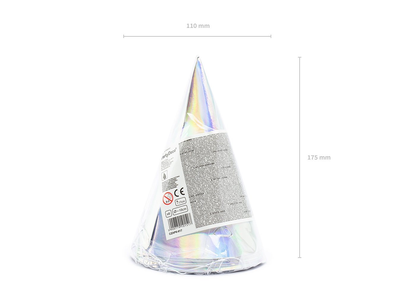 partydeco Papierdekoration, Partyhüte Hologramm 16cm silber irisierend 6er Set Bild 3