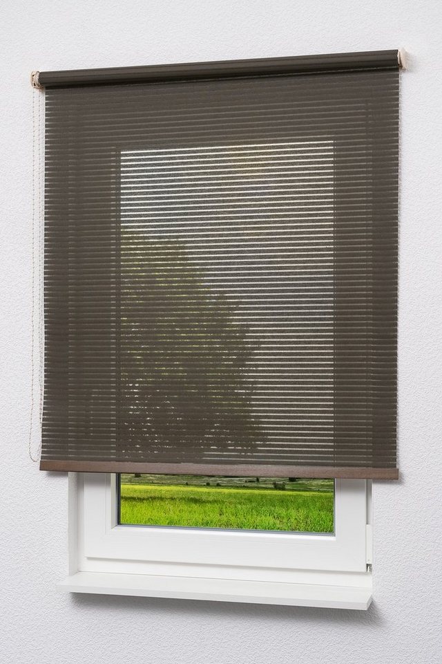 Rollo Basisrollo Holzdekor Streifen Braun, LYSEL®, halbtransparent, HxB 190x60cm Bild 5