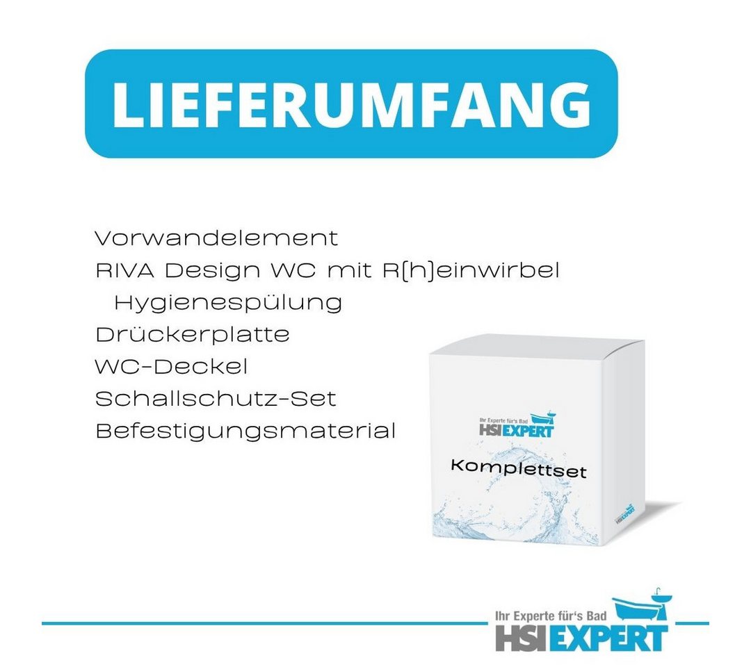 GEBERIT Tiefspül-WC Geberit Spülkasten Riva WC spülrandlos Drückerplatte Grau, Wandmontage