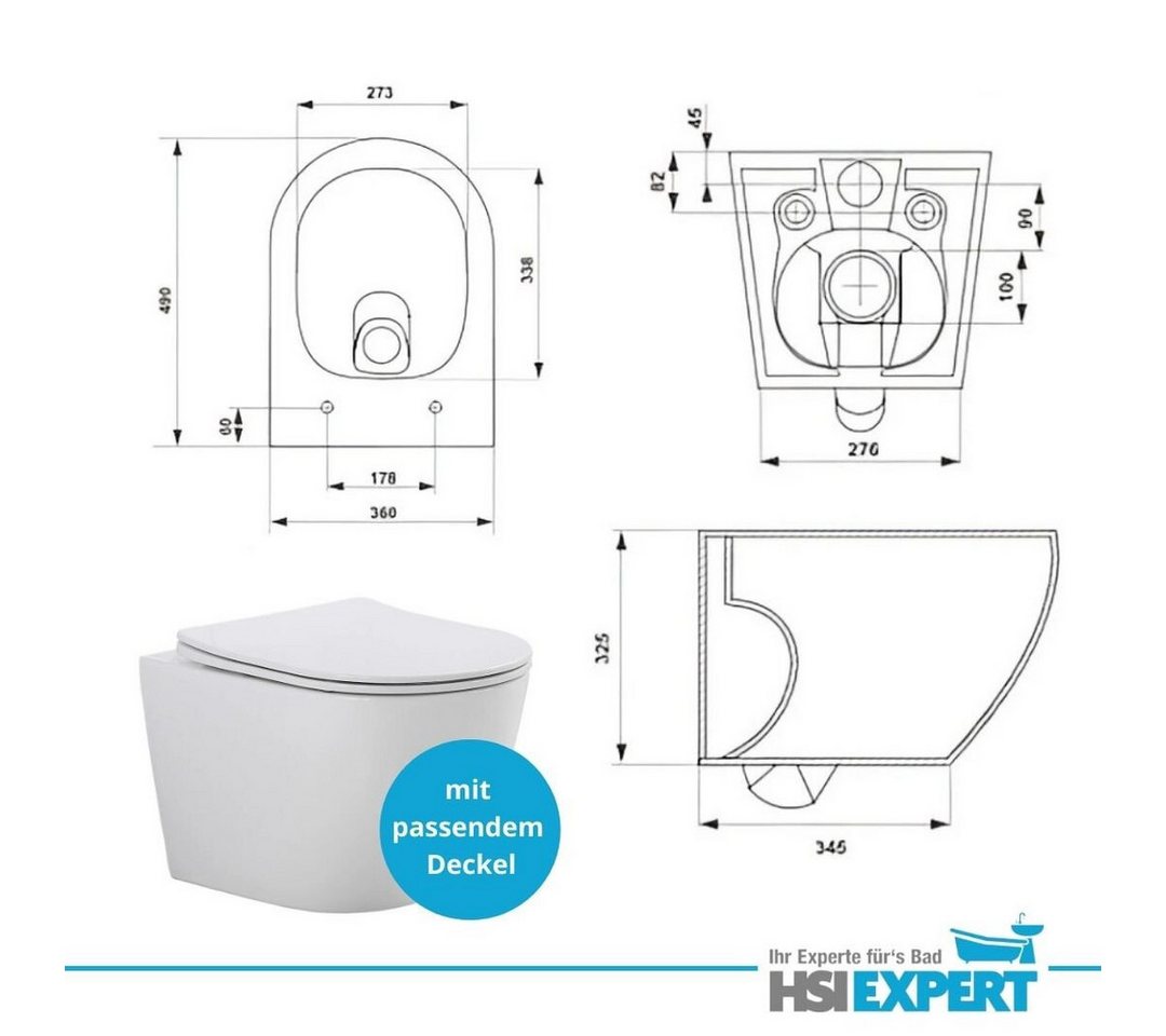 GEBERIT Tiefspül-WC Geberit Spülkasten Riva WC spülrandlos Drückerplatte Grau, Wandmontage Bild 2