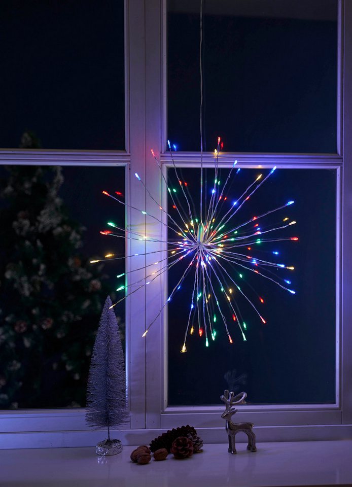 Northpoint LED-Lichterkette Eiskristallleuchte 90 LEDs Ø50cm für Innen und Außen Timer 10m Kabel