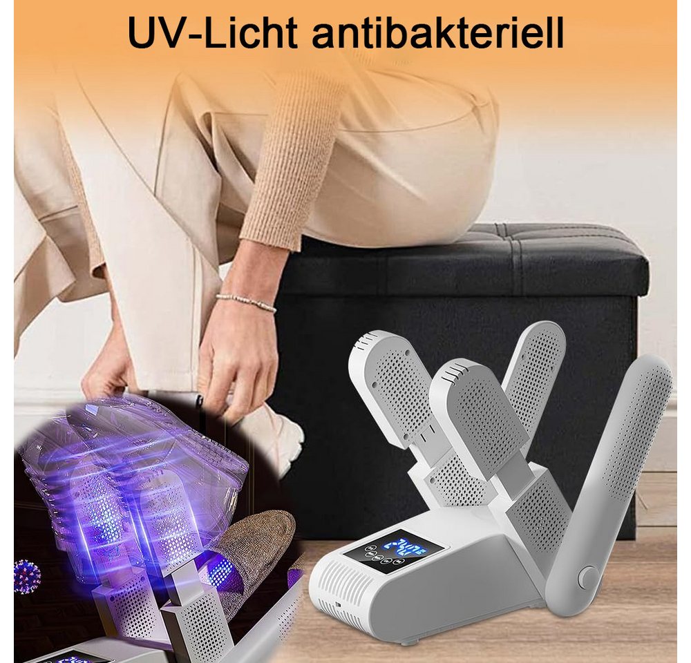 AFKSMILE Schuhtrockner Faltbarer Schuhtrockner Elektrisch,Schuhheizung,zum schnellen Trocknen, Ausgestattet mit Doppel-Schuhhalter, LED-Anzeige und UV-Desinfektion Bild 4
