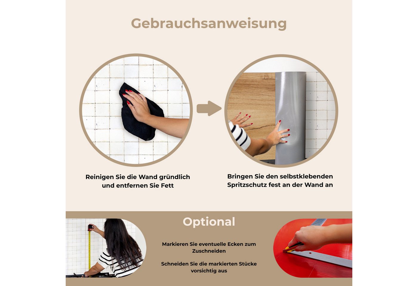 KitchenYeah Küchenrückwand selbstklebend (keine Folie) Holzoptik/print - Braun - Holz, (1-tlg), Küchenrückwand, Spritzschutz, Kitchen, 60x30 cm