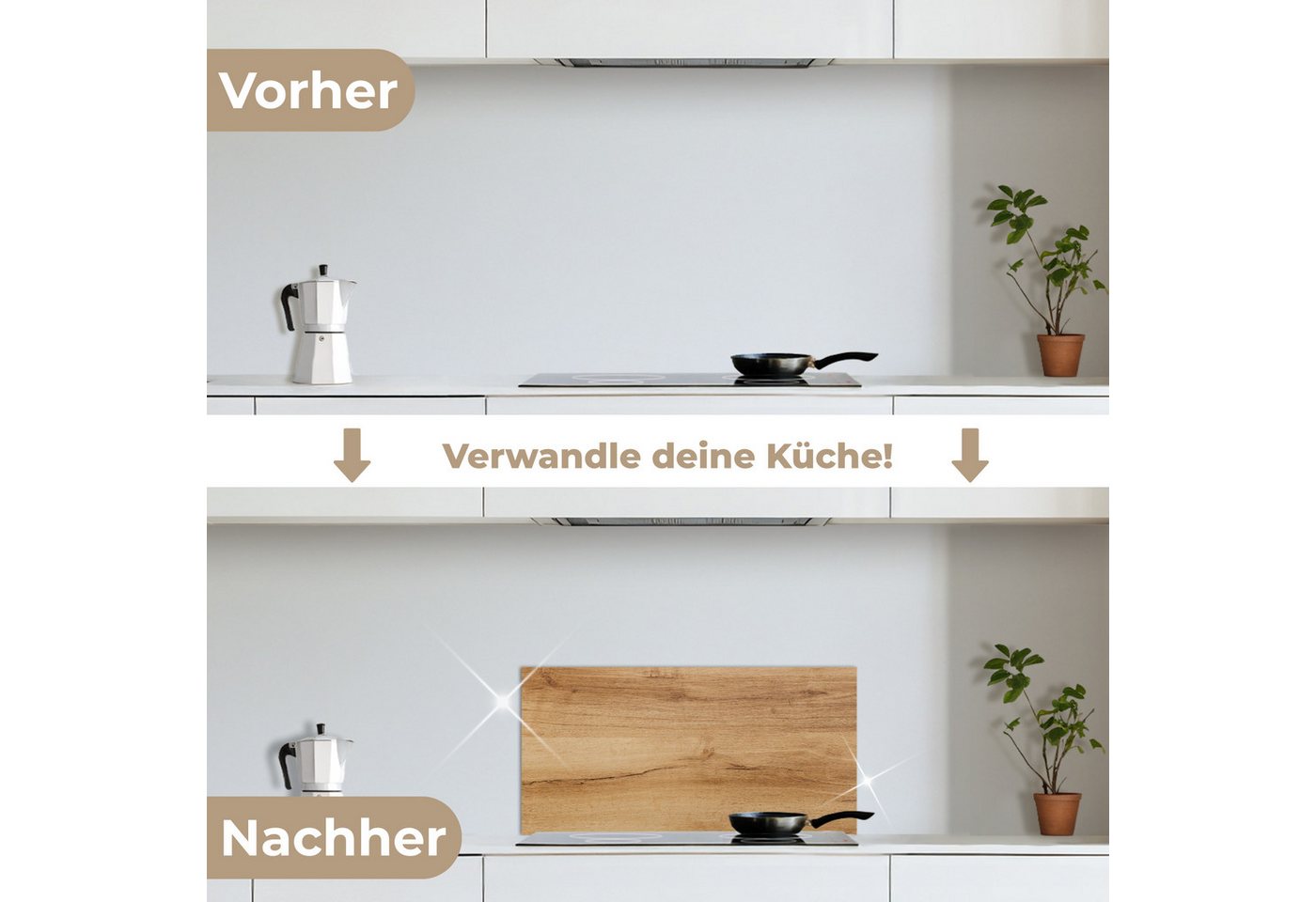 KitchenYeah Küchenrückwand selbstklebend (keine Folie) Holzoptik/print - Braun - Holz, (1-tlg), Küchenrückwand, Spritzschutz, Kitchen, 60x30 cm Bild 5