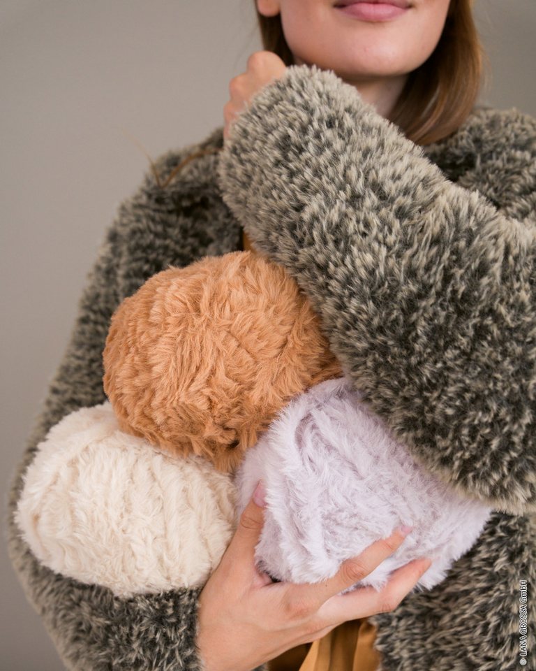 LANA GROSSA THE BUNNY Weiches Effektgarn für Accessoires und Deko Häkelwolle, 120 m (Aufregendes Effektgarn für Accessoires & Dekoartikel, Ideal für Schals, Westen, Kissen und Sitzauflagen), 100 g