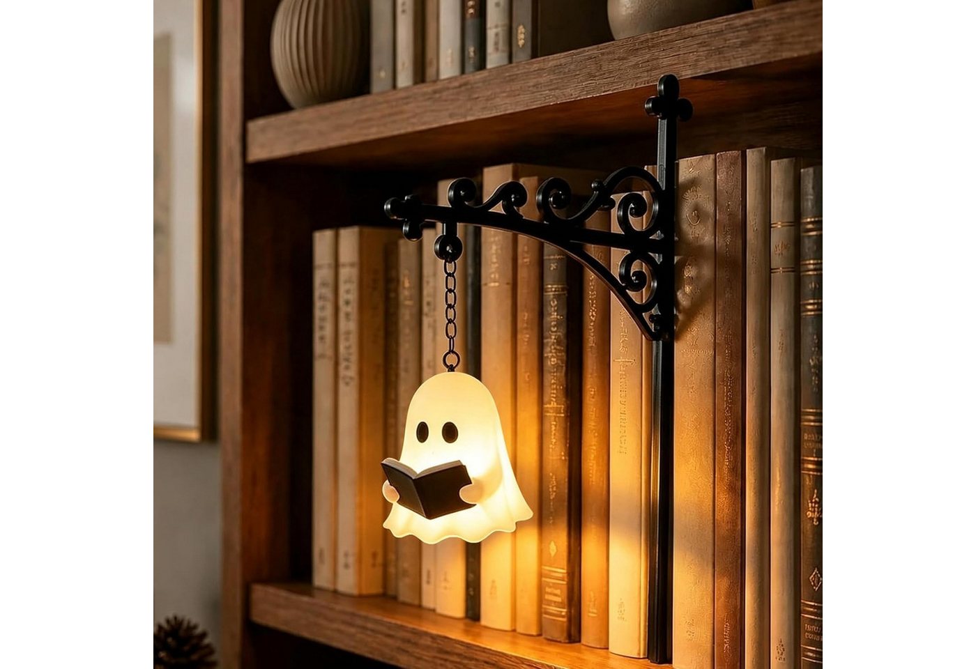 FELIXLEO Wandleuchte Bücherregal Lampe Halloween Deko Geist Bookshelf Lantern Bild 4