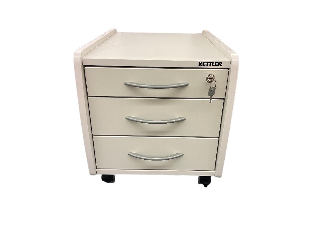 Möbelhandel Klipenstein Rollcontainer Kettler Trio Box Rollschrank Weiß/Silber, 3 Schubladen, abschließbar Bild 2