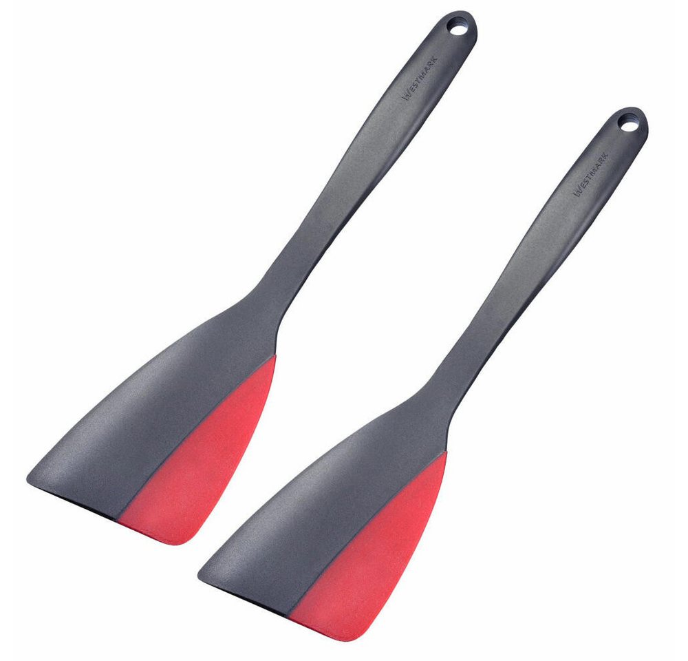 WESTMARK Pfannenwender 2 Stück, mit Schaber, mit Silikonkante, Länge: 31 cm, Flexi, starre und flexible Seite, spülmaschinengeeignet, BPA-frei Bild 3