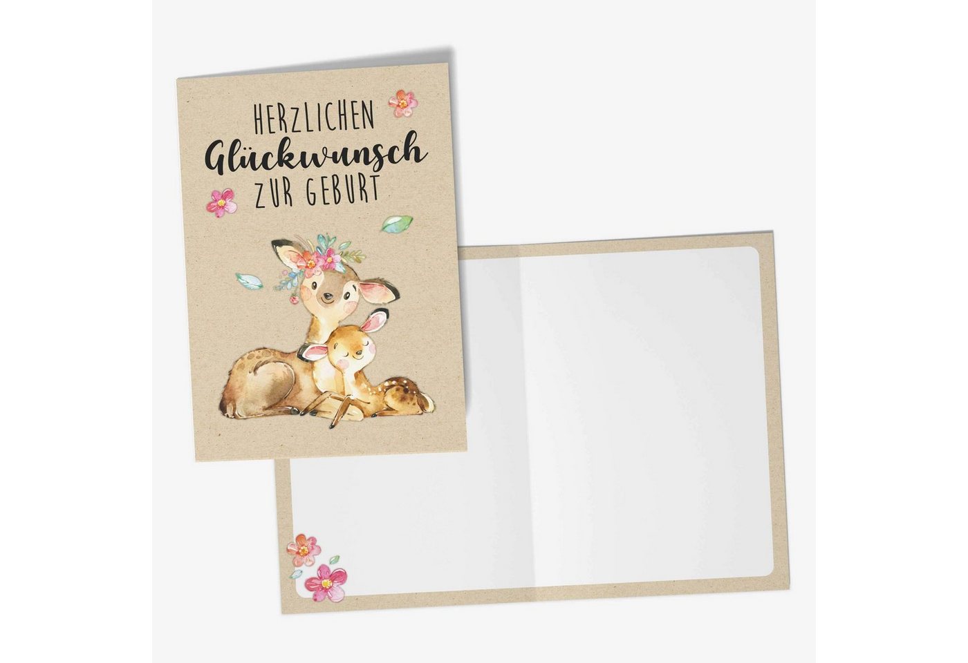PAPIERDRACHEN Klappkarte 6 Glückwunschkarten zur Geburt - Baby Klappkarten mit Umschlag