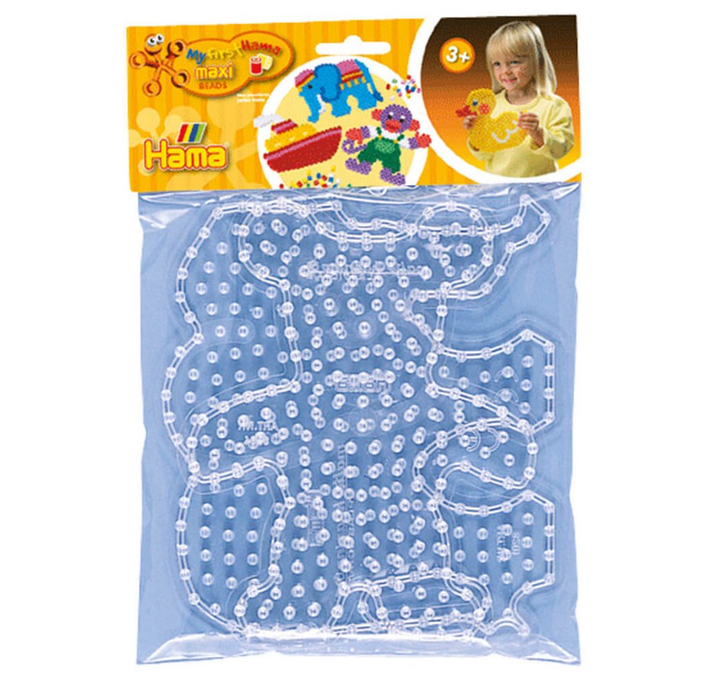 Hama Perlen Bügelperlen Hama Beutel mit 2 Maxi-Stiftplatten, Elefant & Teddy