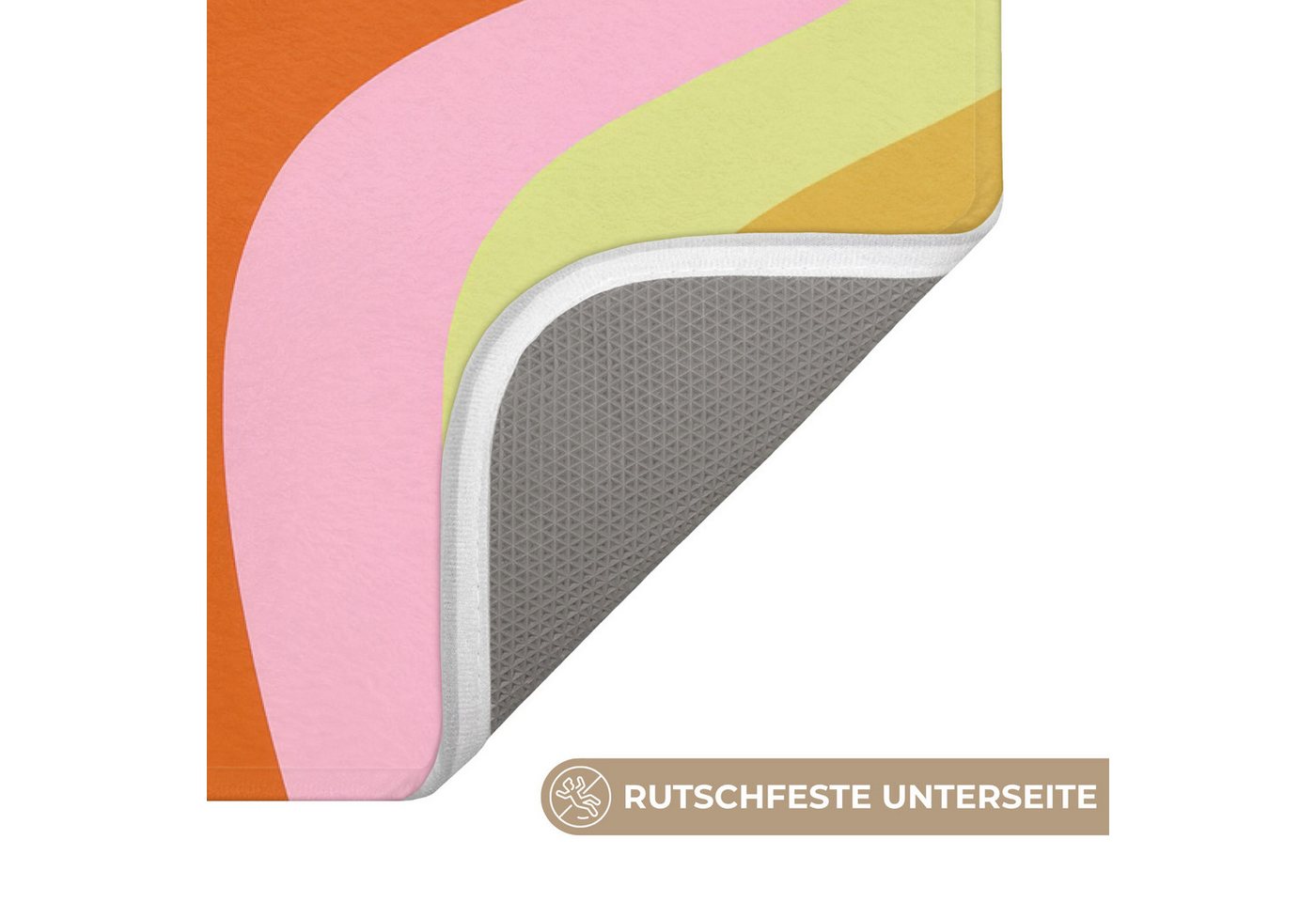 OnlyWow WC-Vorleger Linien - Pastelltöne - Wellenförmig, Höhe 10 mm, Polyester, Rechteckig, WC Teppich, Toilettenvorleger, Toilettenteppich, Badematte 40x60 cm Bild 2