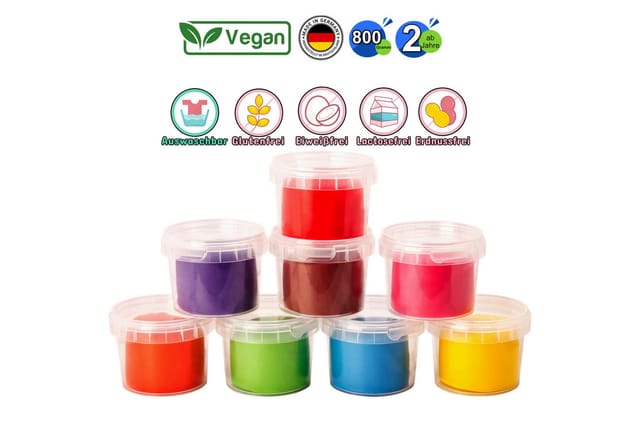 miniHeld Lernspielzeug Knete für Kinder 800g Vegan Knete Set in 8 verschiedenen Farben ab 2J