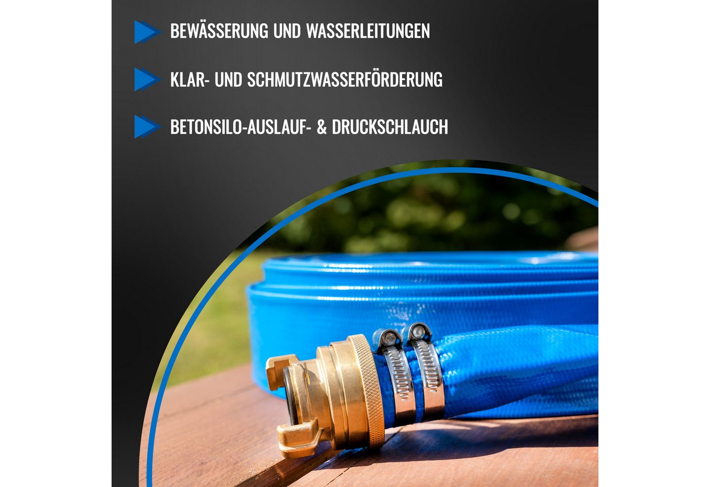 Poppstar Gartenschlauch, PVC Flachschlauch 20m, Ø 38mm (1 1/2 Zoll), 7 bar, blau Bild 5