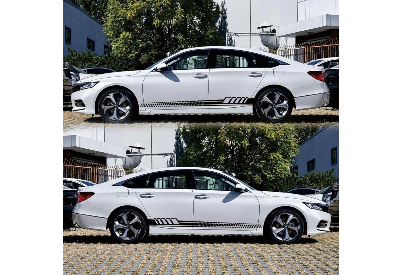 LuxusKollektion Aufkleber Auto Aufkleber 5PCS Racing Streifen Vinyl Rückspiegel Tür Schwarz