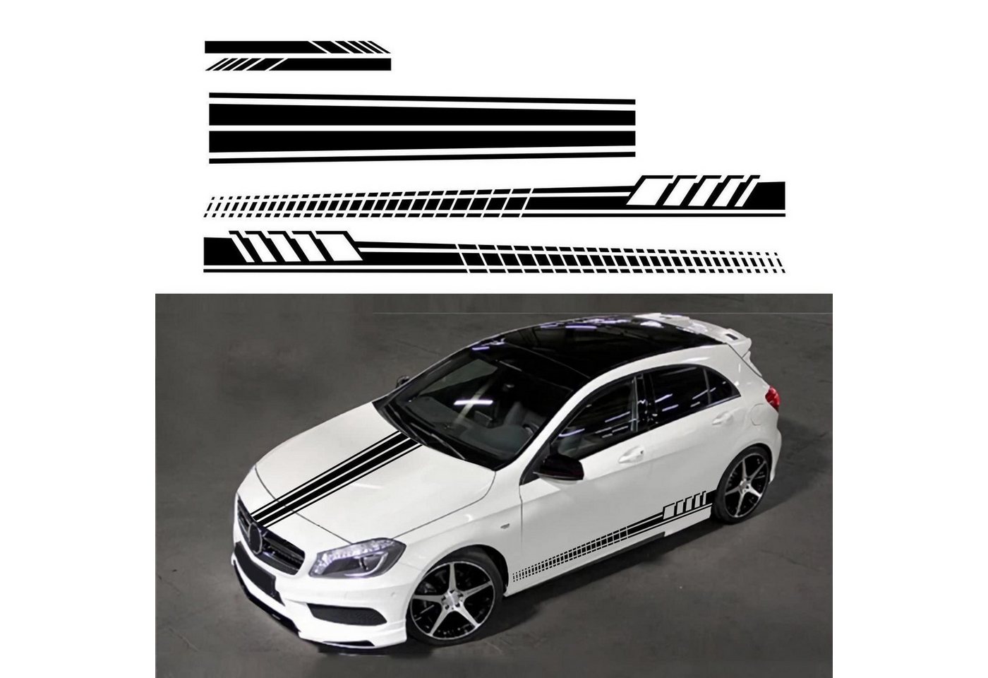 LuxusKollektion Aufkleber Auto Aufkleber 5PCS Racing Streifen Vinyl Rückspiegel Tür Schwarz Bild 4