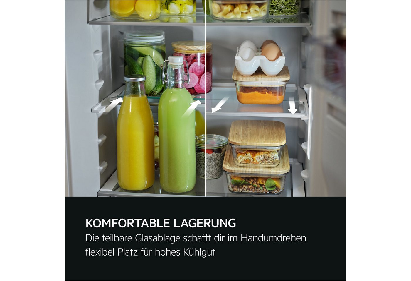 AEG Einbaukühlgefrierkombination Serie 5000 TSK5O12WDF, 121,8 cm hoch, 54,8 cm breit, 182 L, LowFrost-weniger Eisbildung, variable Glasablagen, Festtür