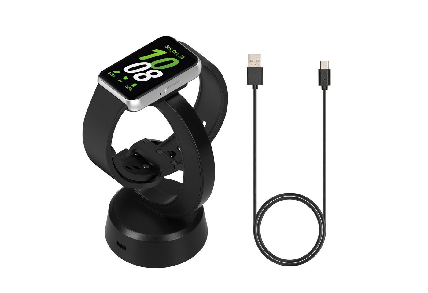 kwmobile USB Ladegerät für Samsung Galaxy Fit 3 / Honor Watch Fit / Oppo Band 2 Smartwatch-Ladekabel, (12.80 cm), Smart Watch Ladestation - Ladekabel mit Standfunktion