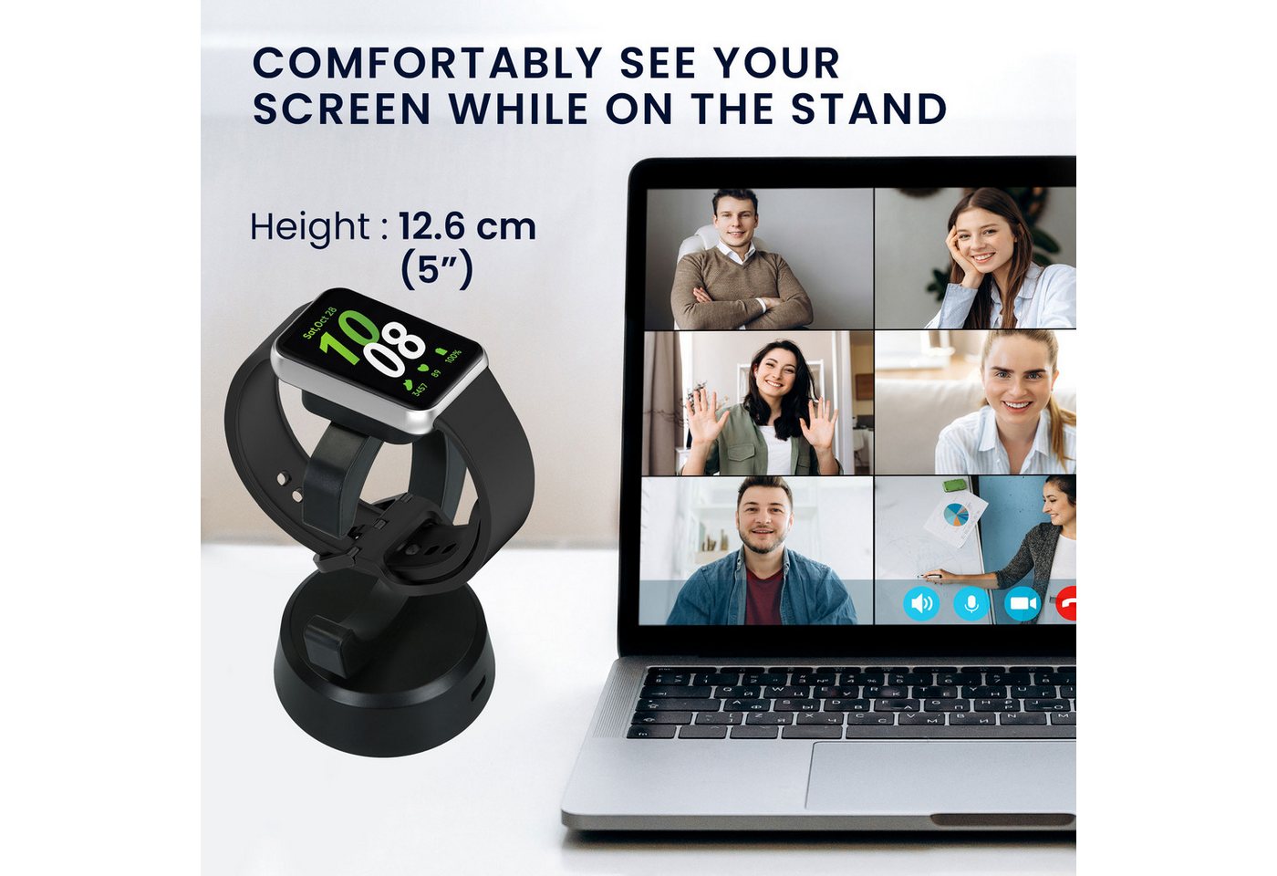 kwmobile USB Ladegerät für Samsung Galaxy Fit 3 / Honor Watch Fit / Oppo Band 2 Smartwatch-Ladekabel, (12.80 cm), Smart Watch Ladestation - Ladekabel mit Standfunktion Bild 4