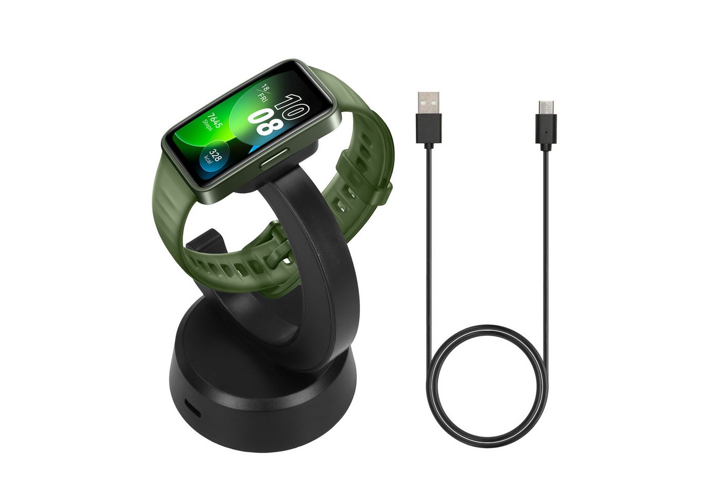 kwmobile USB Ladegerät für Huawei Band 10 / Honor Band 9 / Band 7 / Band 6 / Smartwatch-Ladekabel, (12.80 cm), Smart Watch Ladestation - Ladekabel mit Standfunktion Bild 3