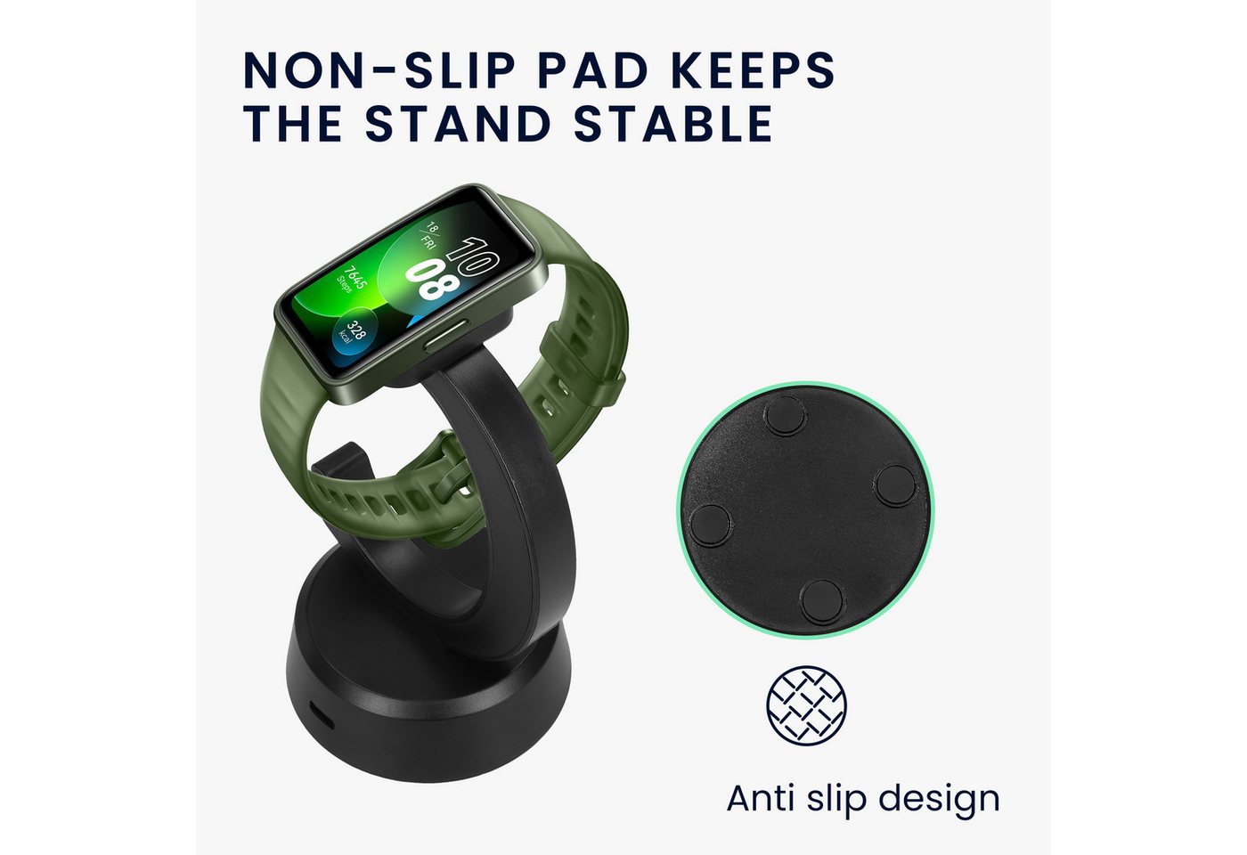 kwmobile USB Ladegerät für Huawei Band 10 / Honor Band 9 / Band 7 / Band 6 / Smartwatch-Ladekabel, (12.80 cm), Smart Watch Ladestation - Ladekabel mit Standfunktion Bild 4