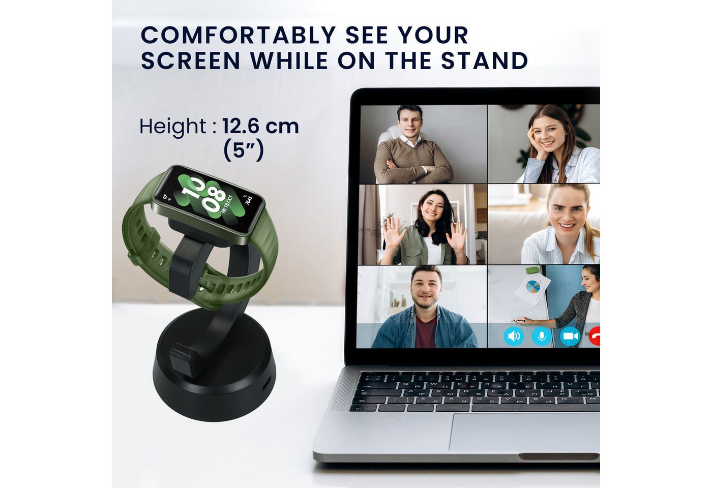 kwmobile USB Ladegerät für Huawei Band 10 / Honor Band 9 / Band 7 / Band 6 / Smartwatch-Ladekabel, (12.80 cm), Smart Watch Ladestation - Ladekabel mit Standfunktion Bild 5