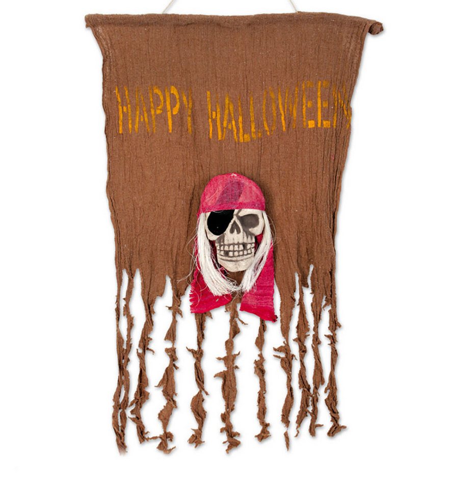 Fries Flagge Deko Halloween Totenkopf Flagge 50 x 70 cm Karneval Party Fasching, Ideal für jede Halloween Party