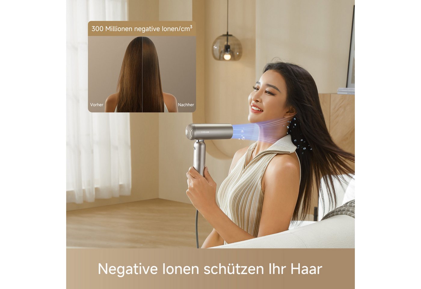 Dreame Haartrockner Pocket Pro, 1300 W, Hitzeschutz, Diffusor, Anti-Frizz, Lockenaufsätze Bild 3