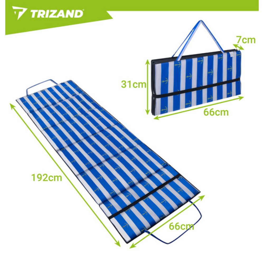 Trizand Strandmuschel Strandmatte Badematte, Personen: 1 (Spar-Set, 1 tlg., faltbar), wasserdichte Unterseite schützt Sie beim Entspannen Bild 5
