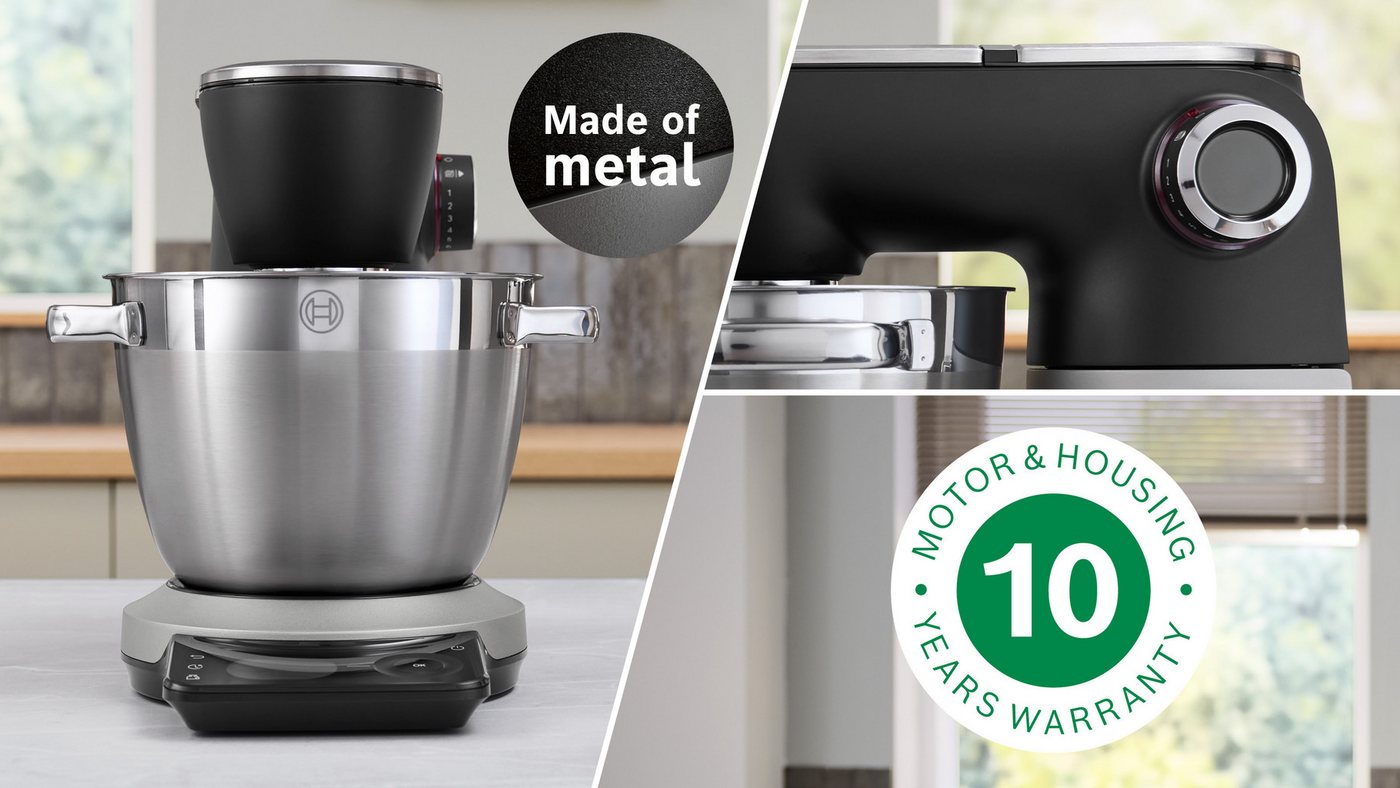 BOSCH Küchenmaschine Serie 8, MUMS8ZS22, XL 6 L Edelstahlschüssel, Waage, 1800 W, 9,6 l Schüssel, ToGo Mix-/ Trinkbecher, Timer, Vollmetallgehäuse, Durchlaufschnitzler Bild 2