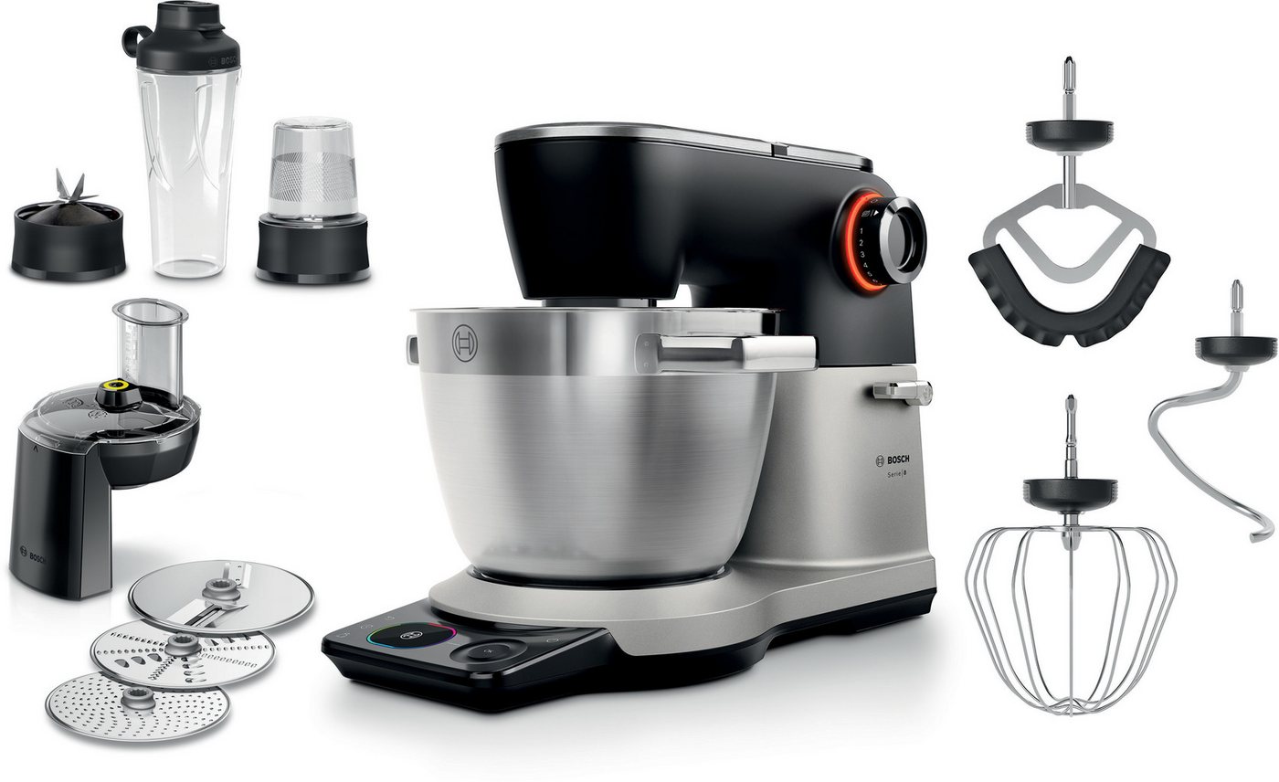 BOSCH Küchenmaschine Serie 8, MUMS8ZS22, XL 6 L Edelstahlschüssel, Waage, 1800 W, 9,6 l Schüssel, ToGo Mix-/ Trinkbecher, Timer, Vollmetallgehäuse, Durchlaufschnitzler Bild 5