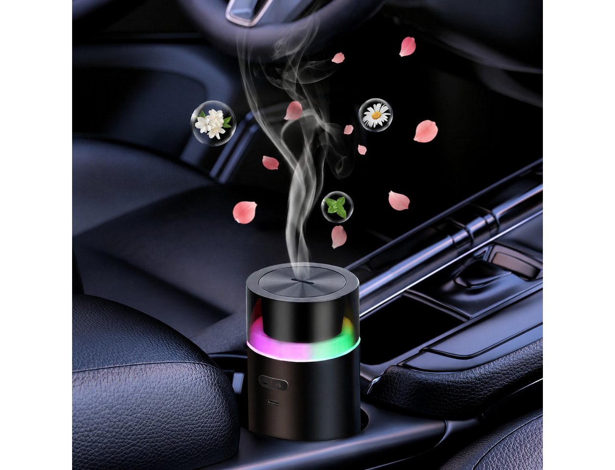ibettertec Luftbefeuchter Aroma Diffuser Ätherisches Öl Diffuser mit 3000mAh, kabelloser Duft Diffusor für ätherische Öle, Auto & Zuhause Bild 3