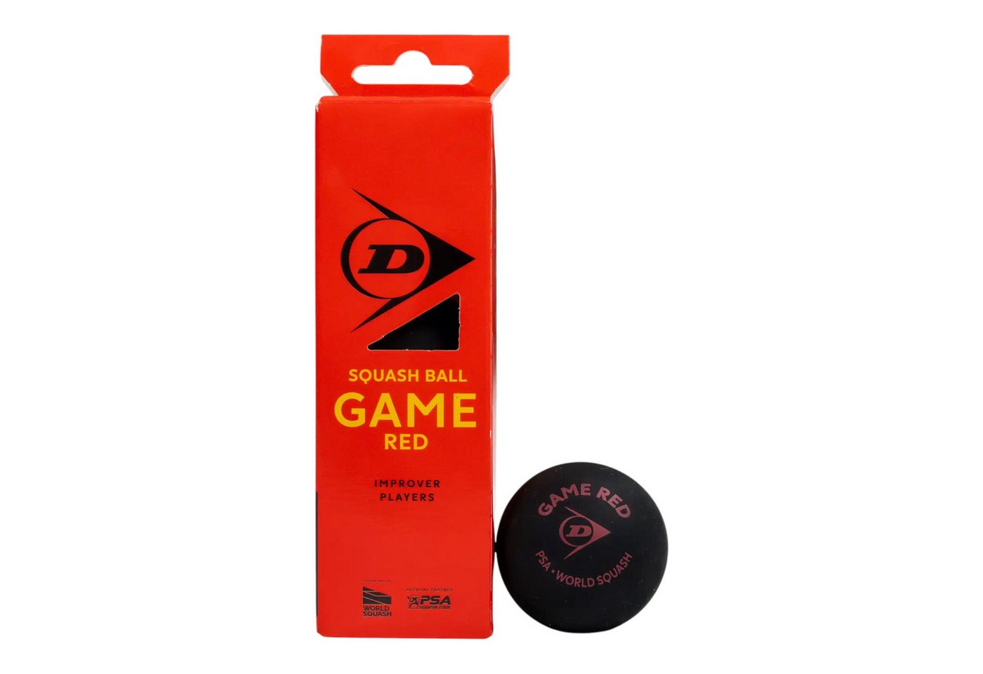 Dunlop Squashball Game Red (roter Punkt, Speed mittel) schwarz - 3 Bälle in
