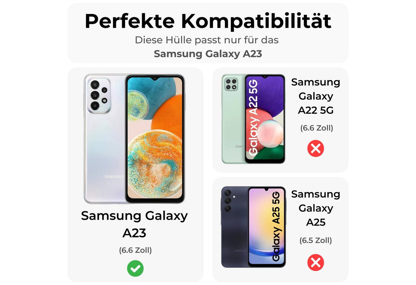 betterfon Handykette für Samsung Galaxy A23 5G Hülle mit Band & Kordel Bumper Schwarz Matt, Hände frei – mit Silikonhülle & Schnur für flexiblen Alltag Bild 3