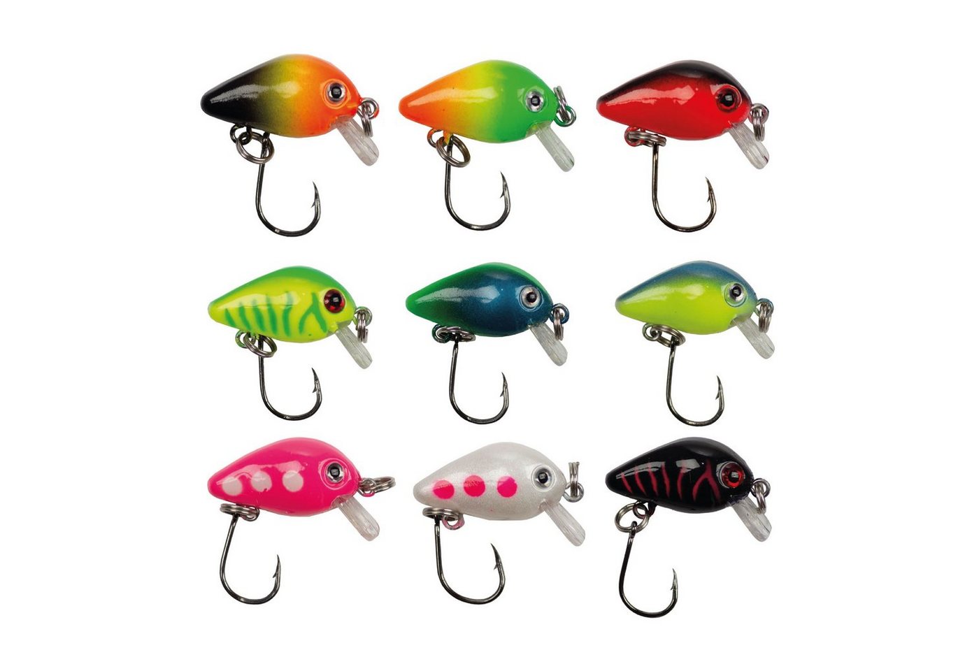 Zite Kunstköder Neon Mini-Wobbler-Set 1,8 g 2,8 cm mit 3D-Augen UV-Aktiv 10 Stück Bild 2