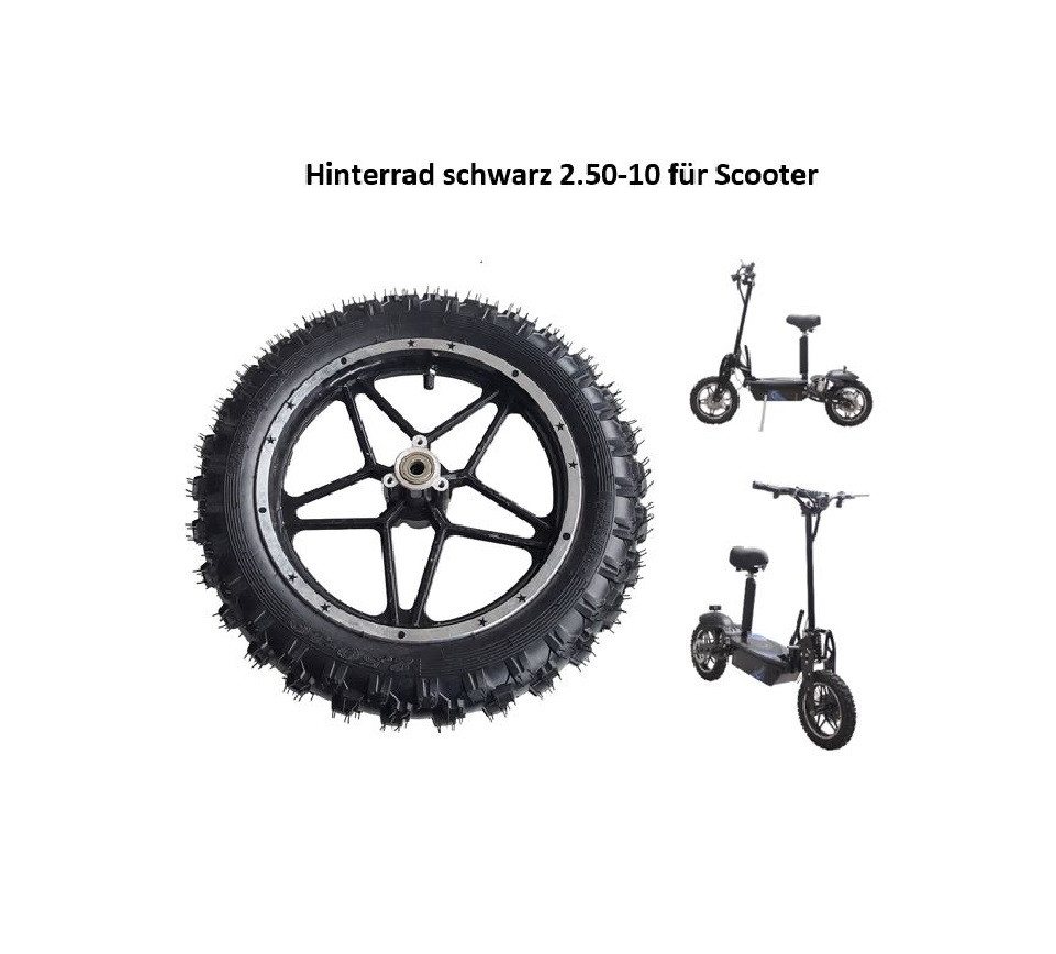 FunSport-Factory Ersatzrad Hinterrad 2.50-10 Scooter Schwarz komplett, Komplettrad mit Reifen, Schlauch und Kugellagern Bild 2