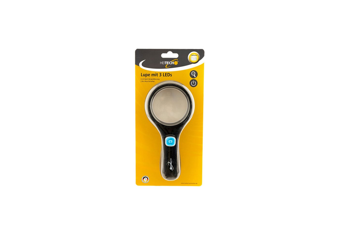 HEITECH Leuchtlupe Lupe Batterie mit 3 LEDs und 2,5-facher Vergrößerung An-/Aus-Schalter, 1-tlg. Bild 5