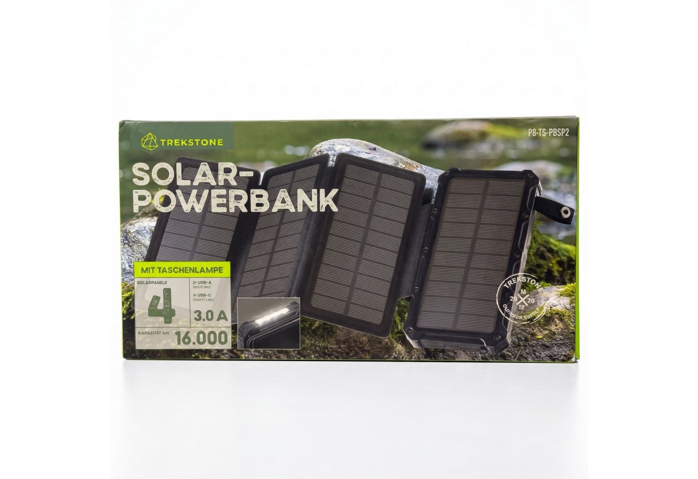 Kremer Trekstone SOLAR-POWERBANK 16.000 mAh 2x USB-A 1x USB-C Schwarz Powerbank Bild 3
