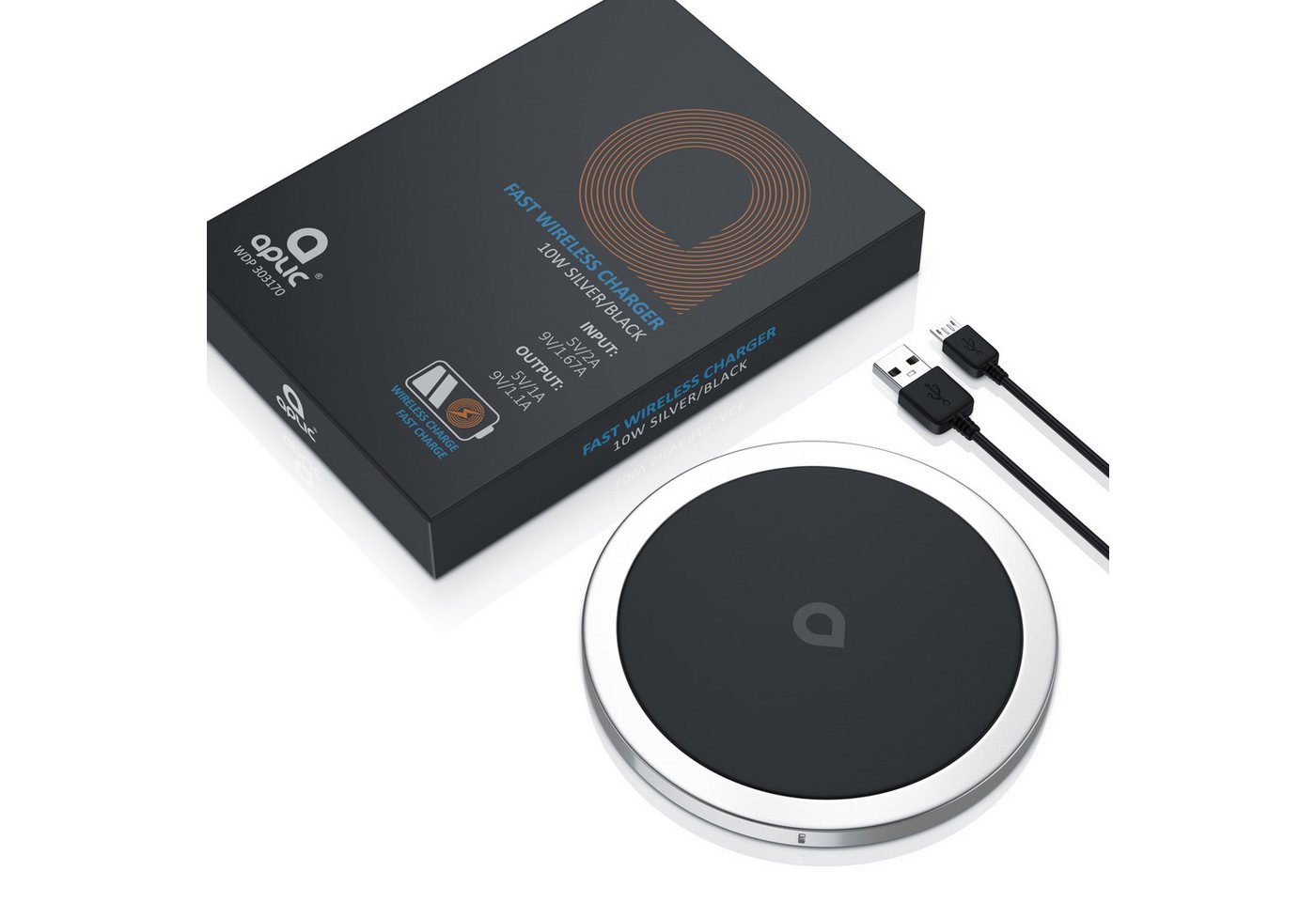 Aplic Schnelles Kabelloses Ladepad, Qi-Zertifiziert, Fast Wireless Charger Induktions-Ladegerät (10W Max, kompatibel mit iPhone, Samsung, Xiaomi, Huawei, Google, Honor) Bild 4