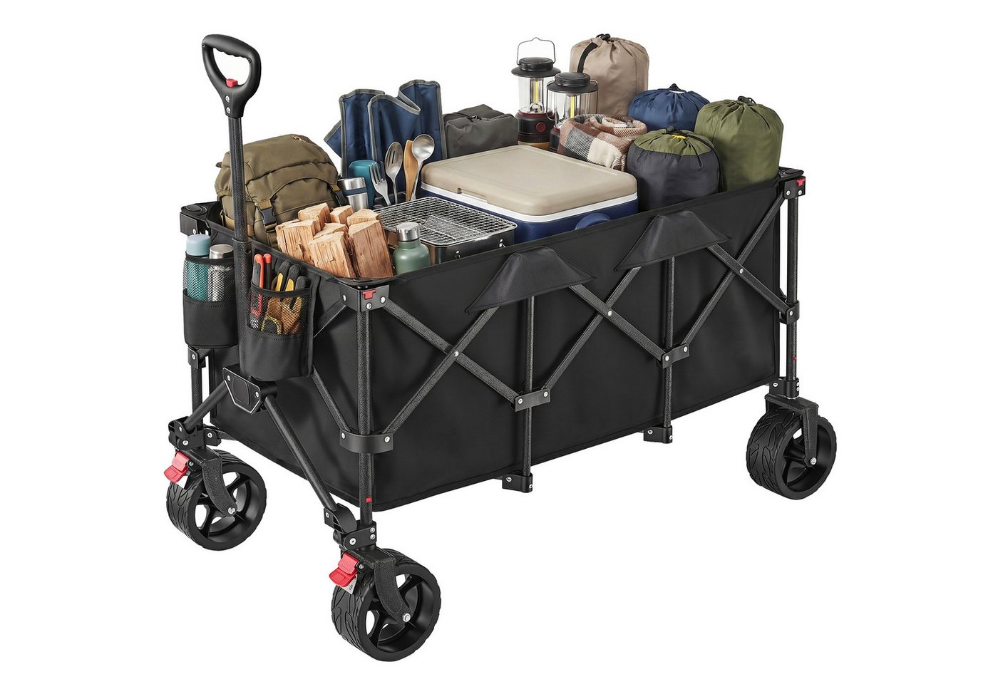 SONGMICS Handwagen altbarer Handwagen/Bollerwagen, Gartenwagen mit Griff, 200 L, bis 150 kg belastbar, Outdoor, Garten, mit Griff, Gartenwagen
