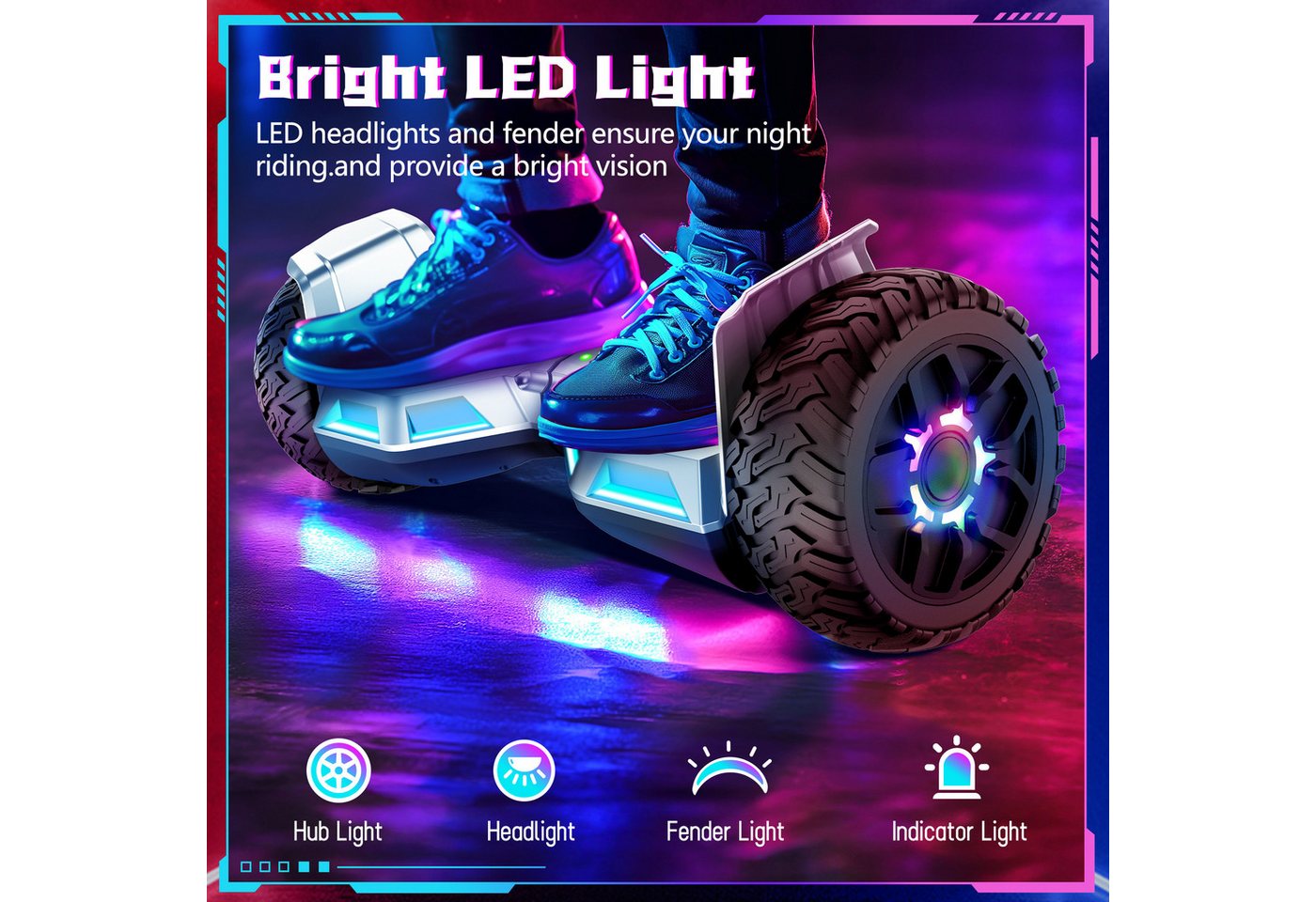 SISIGAD Balance Scooter 8,5'' Dualmotorräder, Hoverboard mit LED-Licht, Smart Bluetooth, 10 km/h, Hoverboard mit LED Lichter Bluetooth,Geschenk für Kinder Bild 4