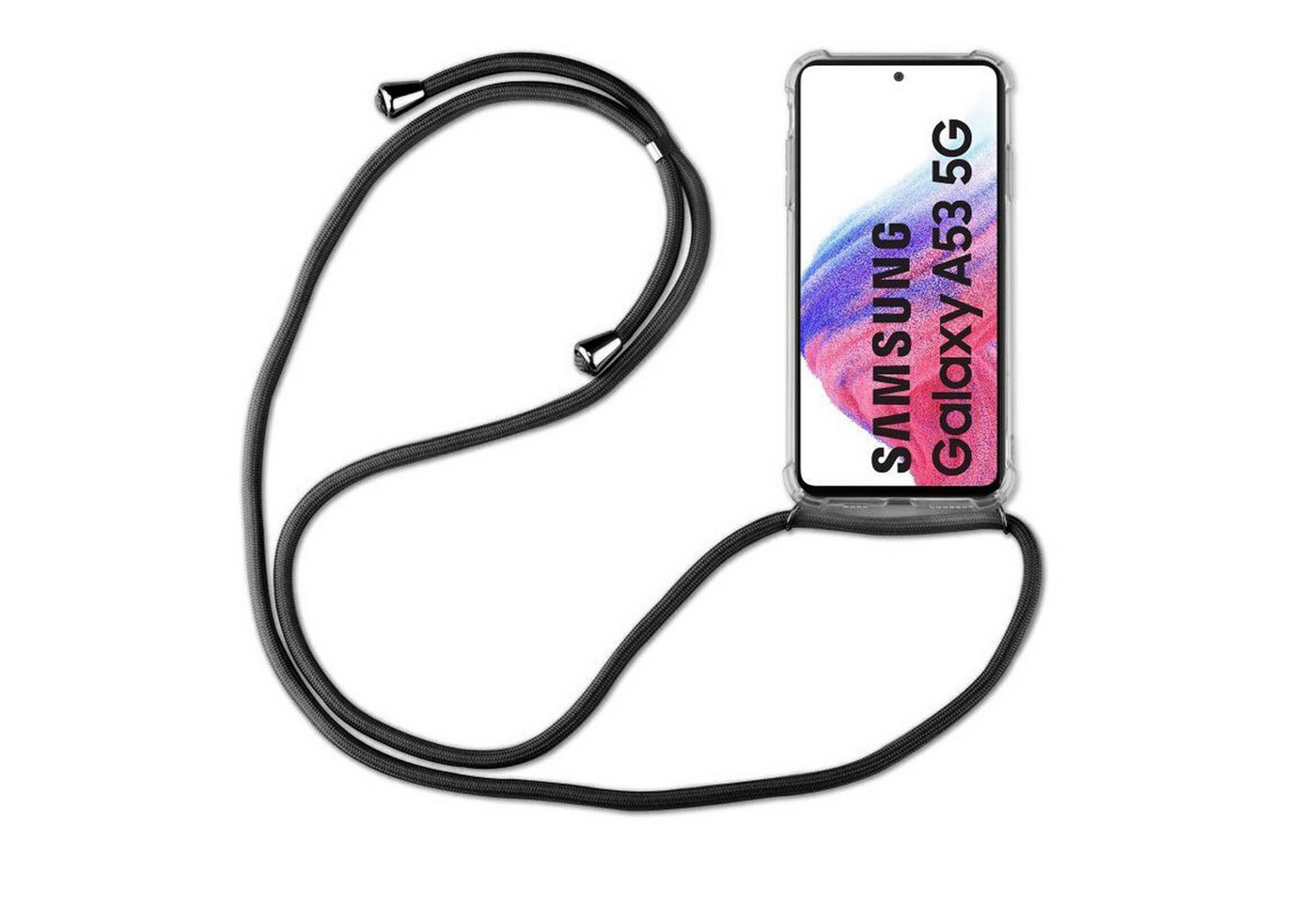betterfon Handykette für Samsung Galaxy A53 Handyhülle mit Band & Kordel Bumper Schwarz, Hände frei – mit Silikonhülle & Schnur für flexiblen Alltag Bild 4