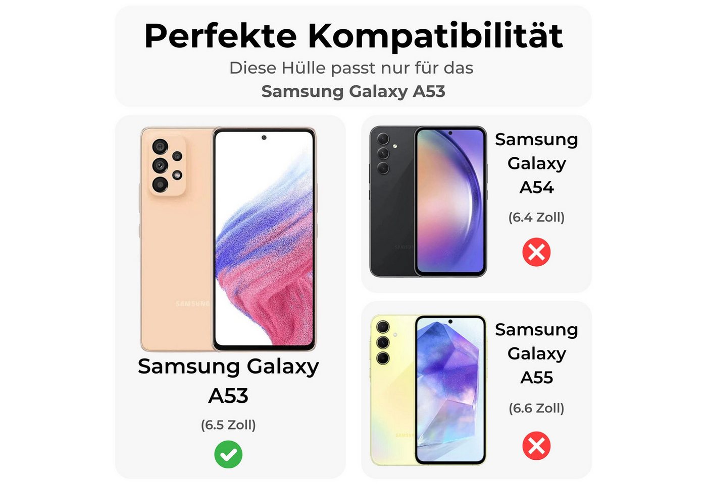 betterfon Handykette für Samsung Galaxy A53 Handyhülle mit Band & Kordel Bumper Schwarz, Hände frei – mit Silikonhülle & Schnur für flexiblen Alltag Bild 5