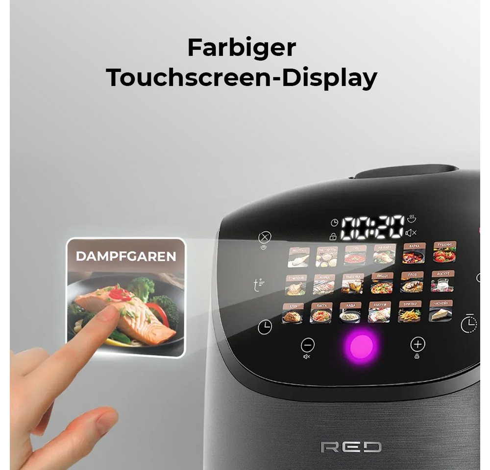 RED COLORSENSE Multikocher MC200 DE deutsches Menü 5 L 860 W Touch 19 Automatikprogramme, 860 W, Innentopf