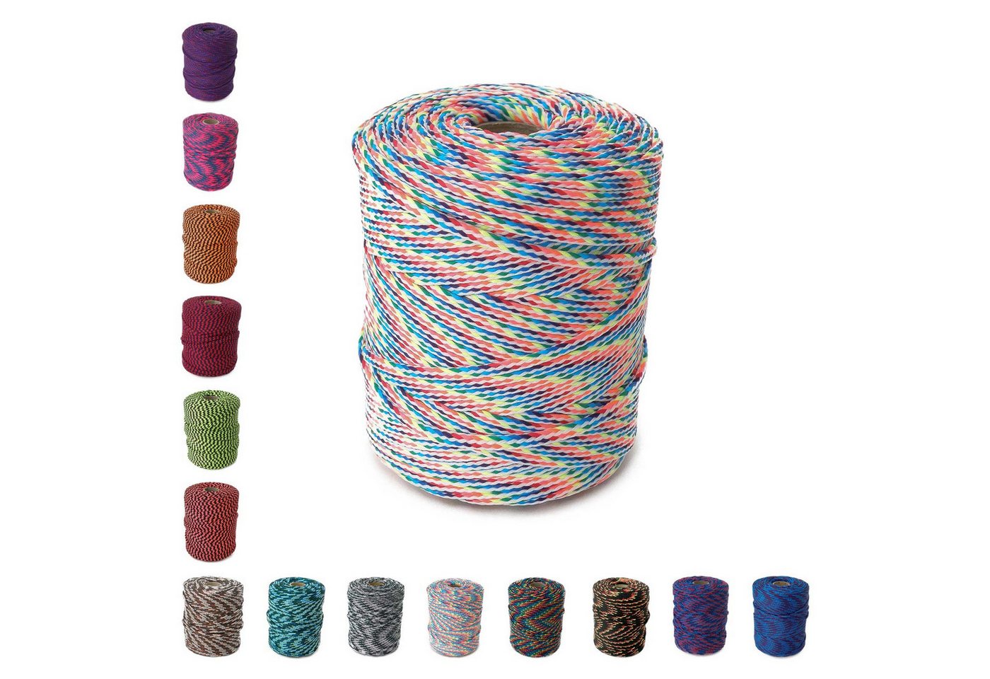 maDDma Seil 100m Polyester-Schnur Kordel 4mm, mehrfarbig, verschiedene Farben, bright rainbow Bild 2