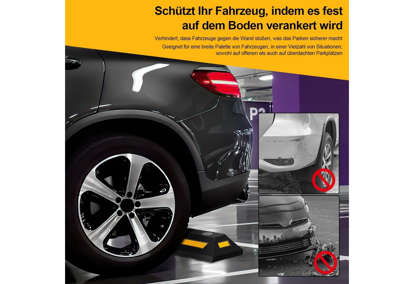 Clanmacy Absperrpfosten 4X Radstopper Parkstopper Garagenstopper Parkplatz Fahrzeugstopper